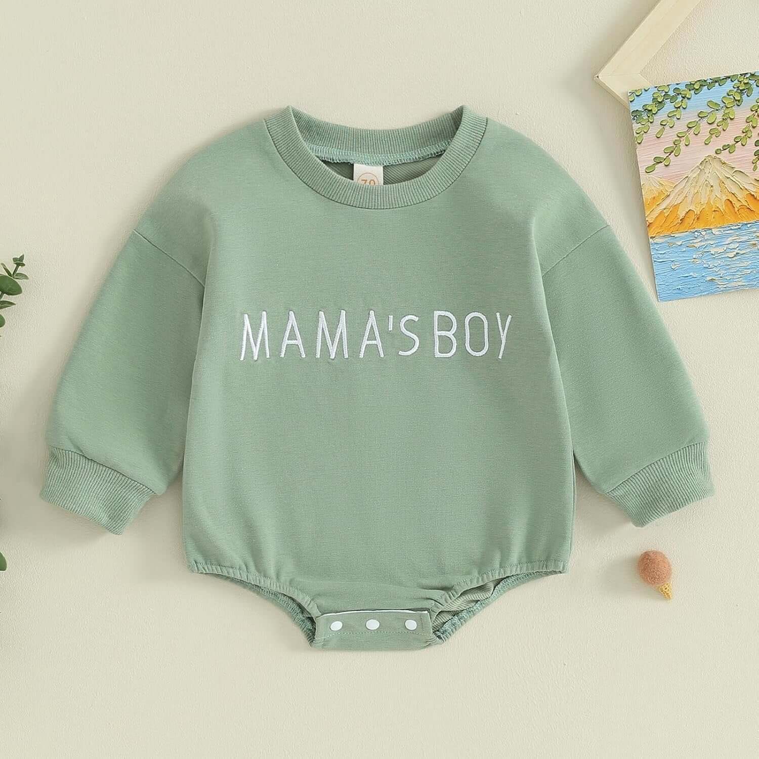 IZEL Mama's Boy Baby Cotton Long Sleeve Jumpsuit